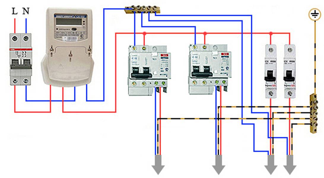 Схема подключения дифавтомата: в однофазной или трехфазной сети с заземление