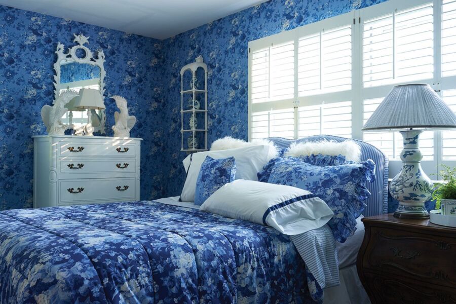 Красивые комнаты с голубыми обоями, фото прихожей, спальни, детской