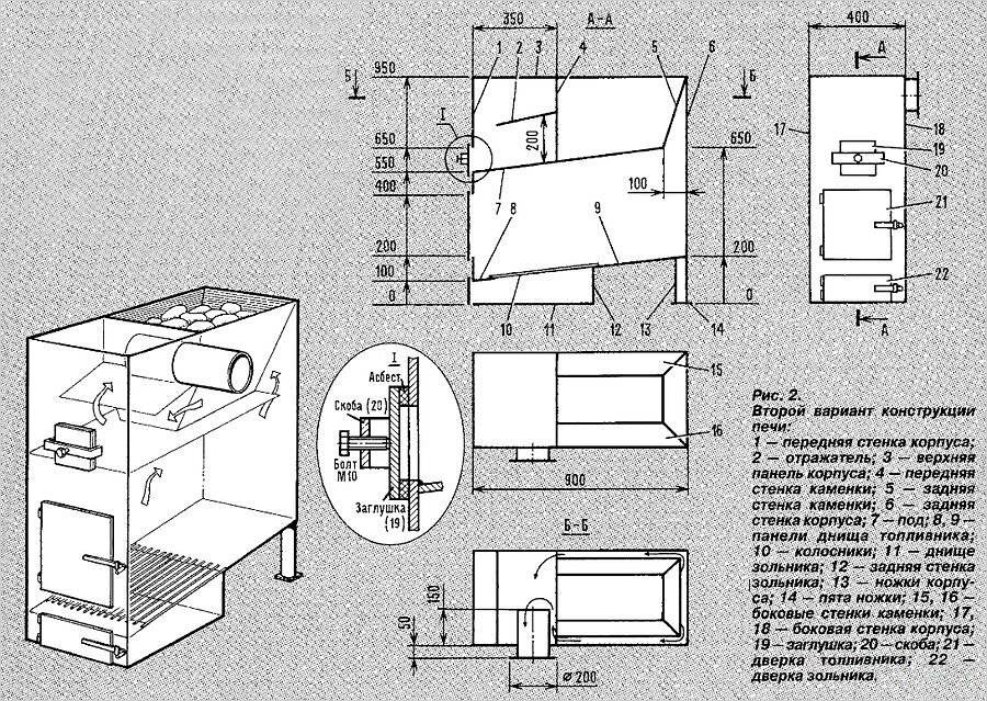 Как сделать печь для бани из металла