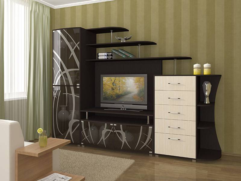 Мебель под телевизор, разновидности по форме и габаритам