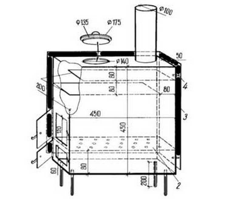 Печка длительного горения схема
