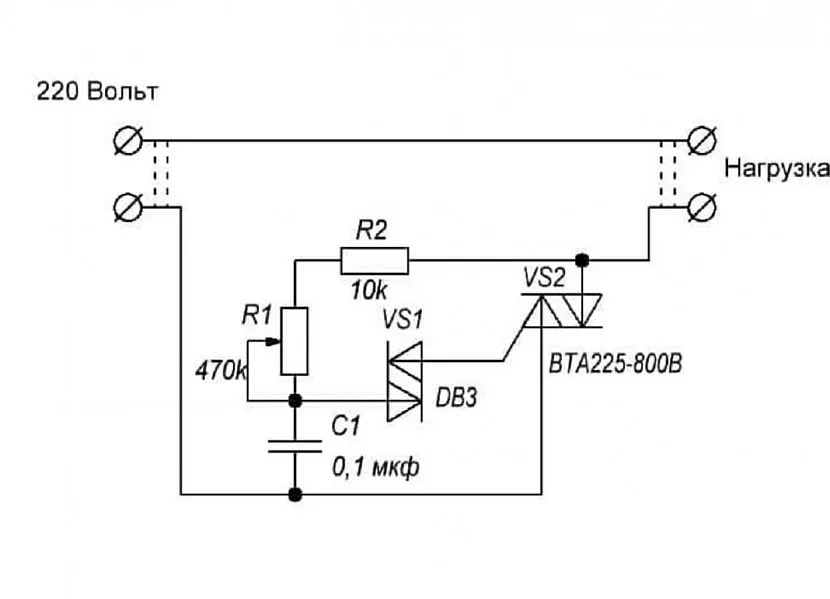 Схема выключателя на симисторе