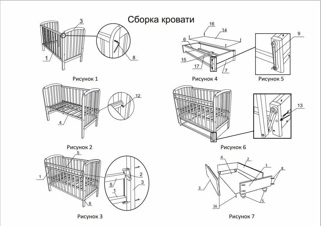 Схема и пошаговая инструкция, как своими руками собрать детскую кроватку