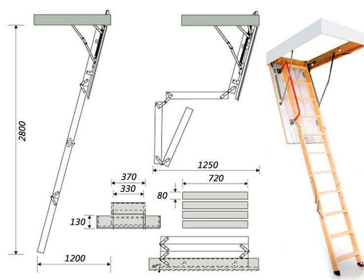Раскладная лестница на чердак – размеры, виды и модели, фото