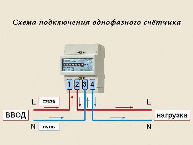 Схема подключения однофазного электросчетчика