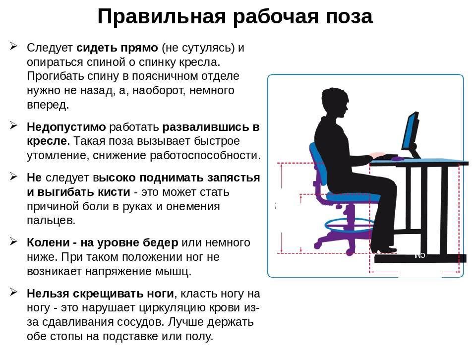 Правила работы за компьютером: как правильно сидеть? рекомендации по организации рабочего места