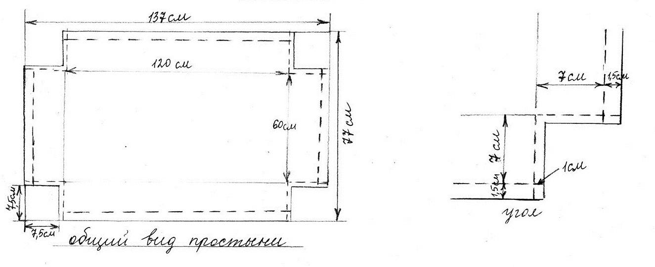 Простынь на резинке схема