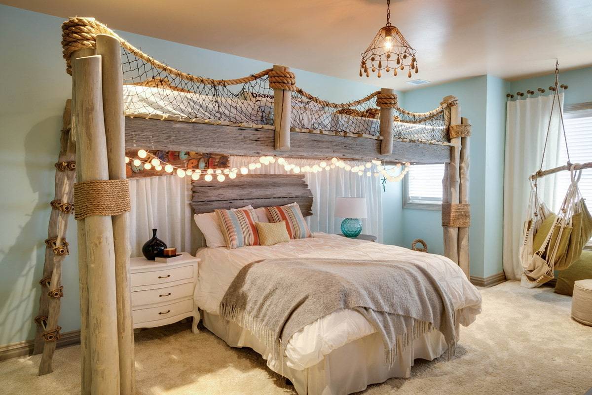 Спальня в морском стиле - фото и нтерьера