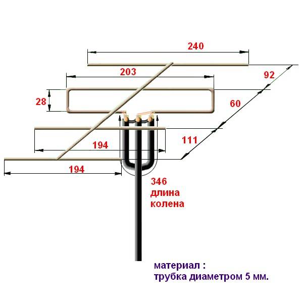 Схема комнатной антенны для телевизора