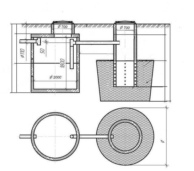 Септик из колец схема монтажа