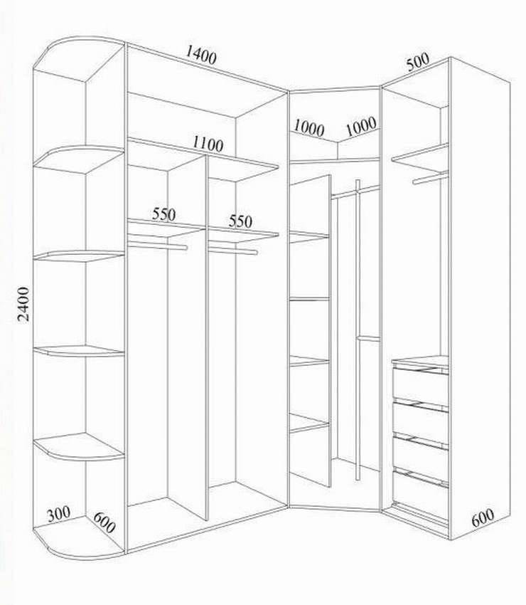 Чертеж углового шкафа с размерами: пошаговая инструкция