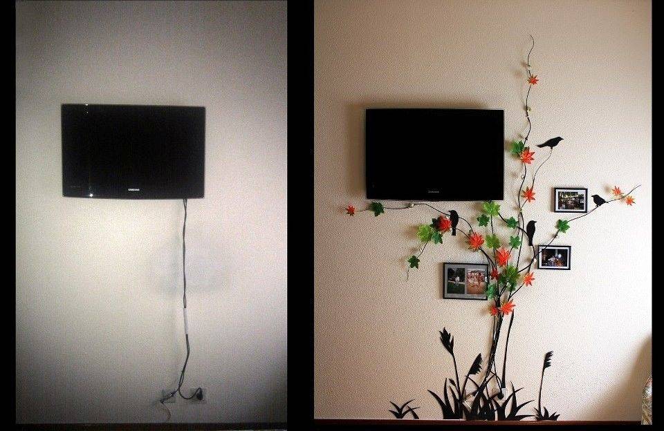 Как задекорировать шнур от телевизора на стене фото