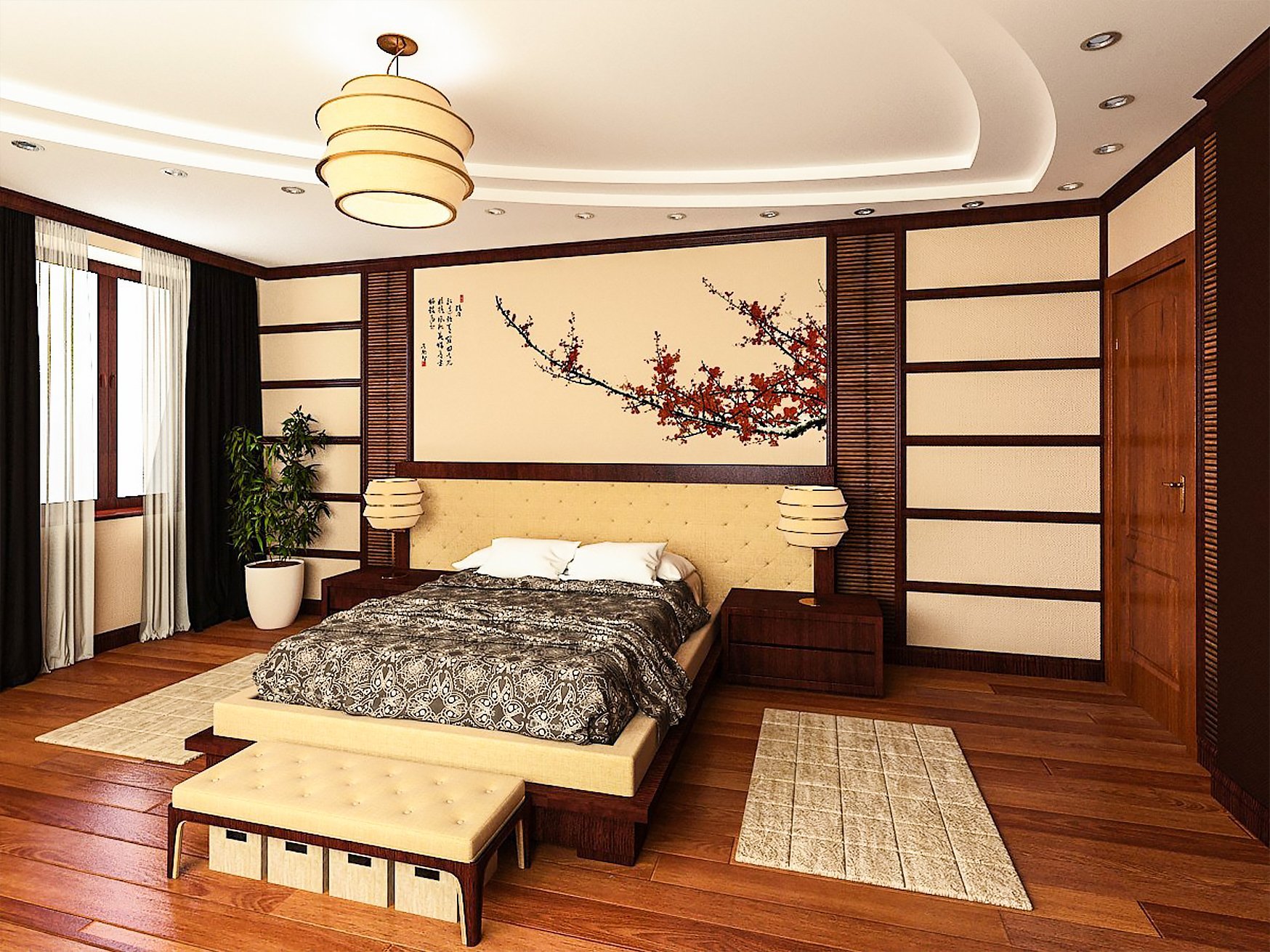 японский стиль интерьера спальни