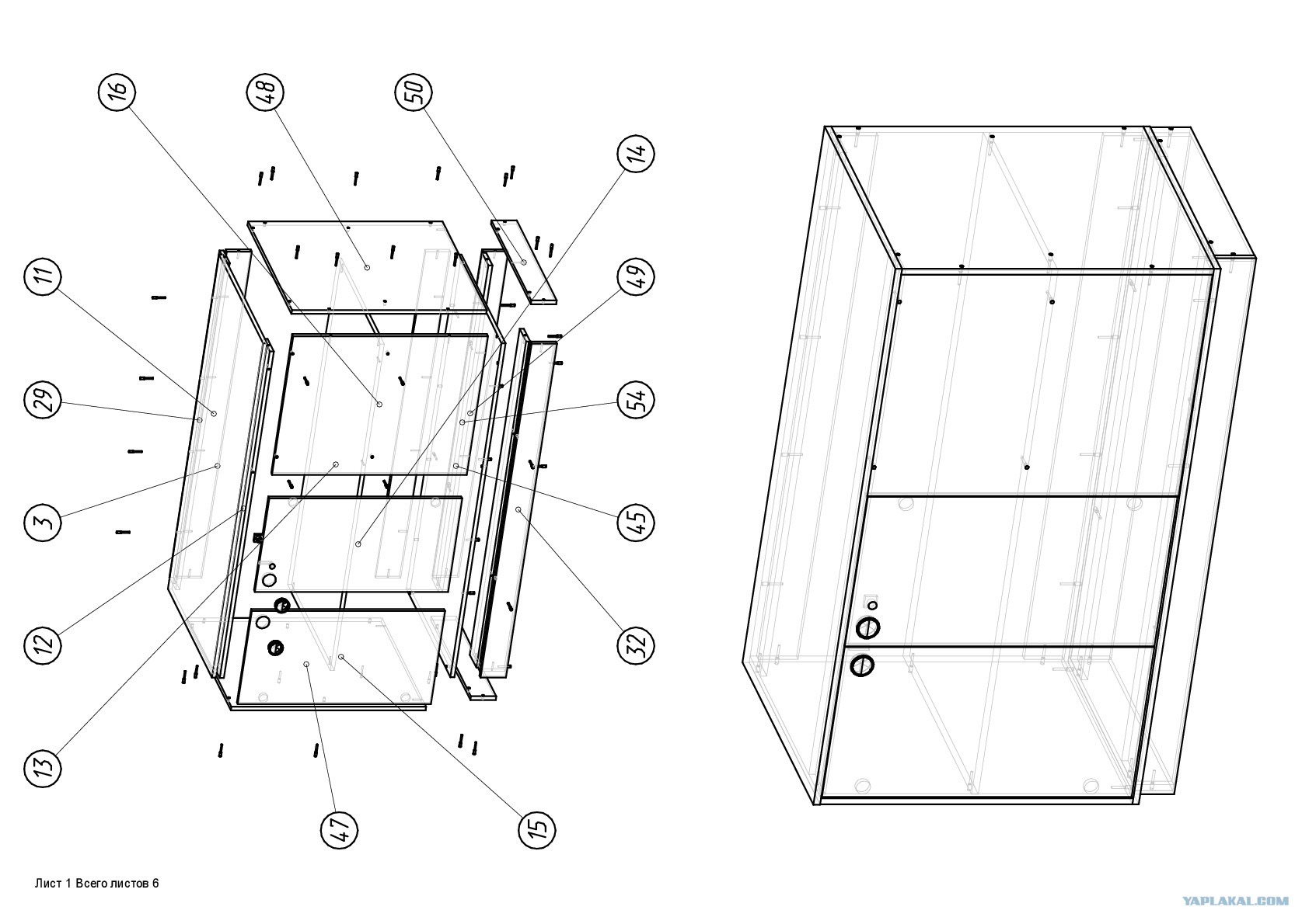 Сборочный чертеж шкафа