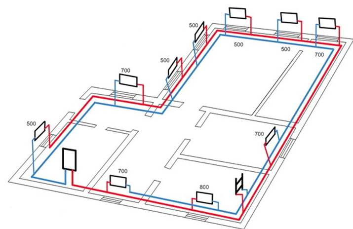 Схема отопления одноэтажного дома, чертежи фото, видео