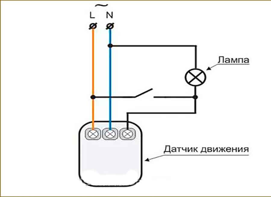 Подключение датчика движения для освещения с выключателем: схема и пошаговая инструкция - точка j