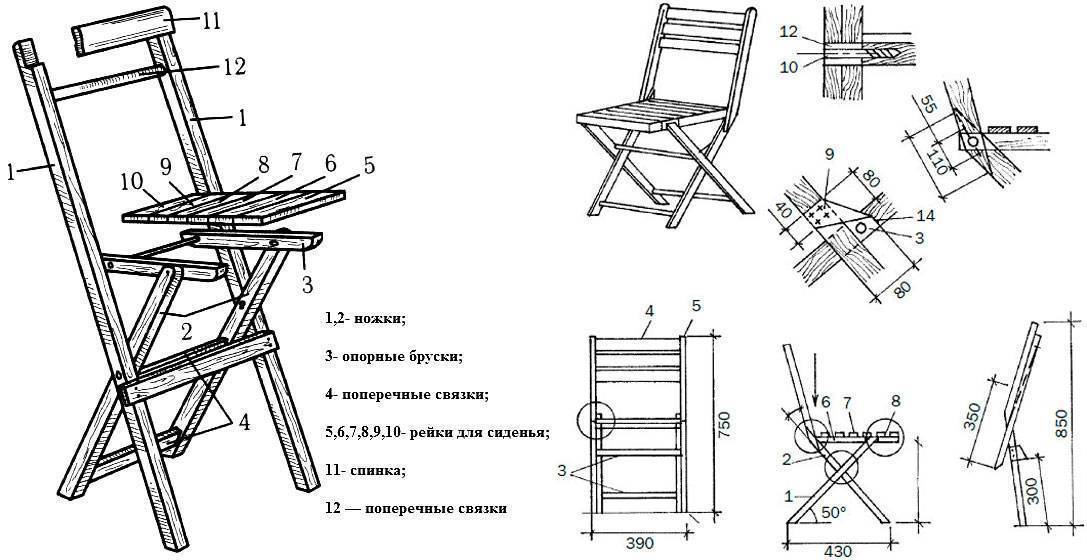 Чертеж дачного кресла