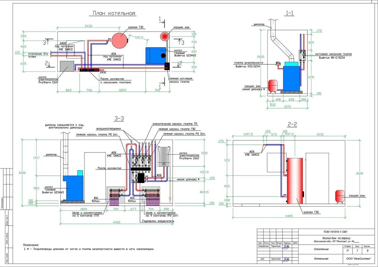 План помещения котельной чертеж
