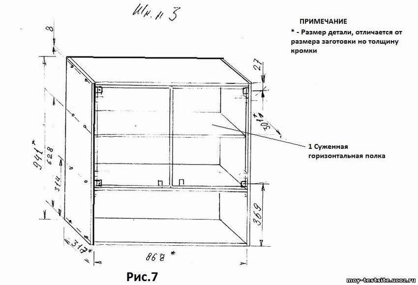 Кухонный шкаф чертеж с размерами