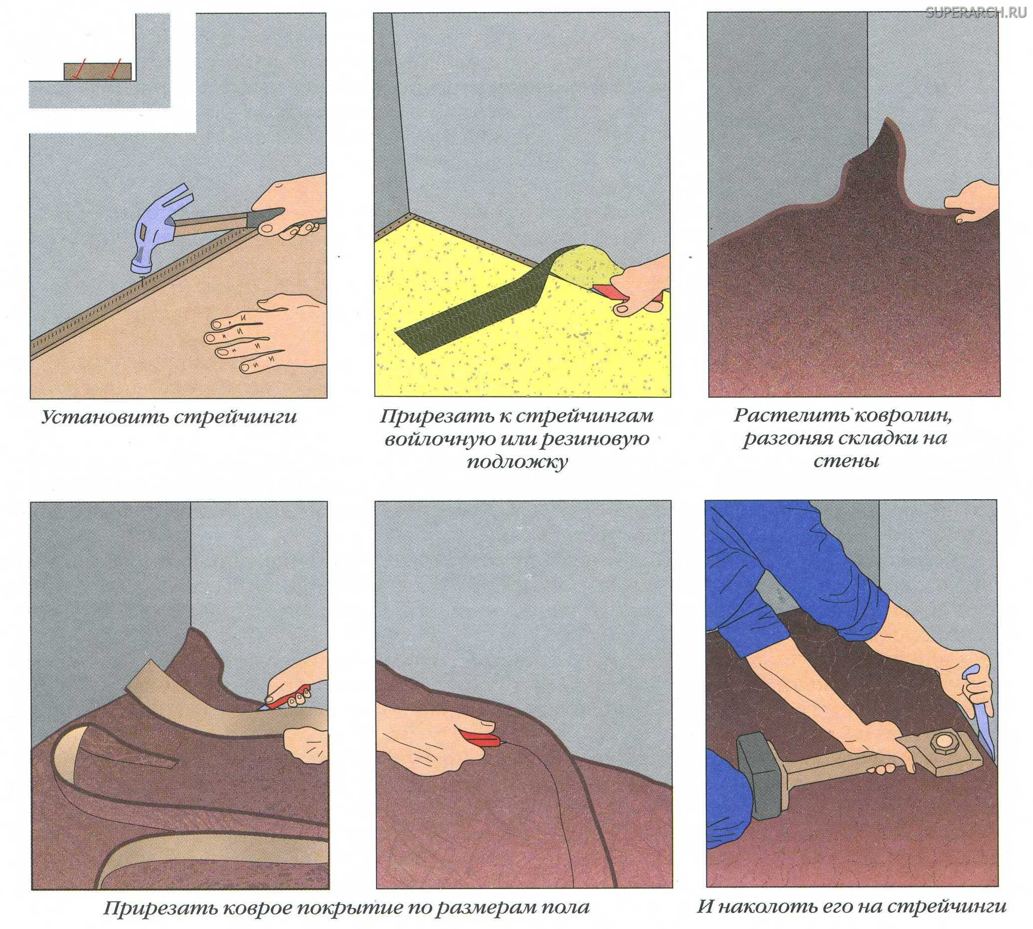 Как положить ковролин: как укладывать, на что класть своими руками, как правильно уложить на деревянный пол, фото и видео