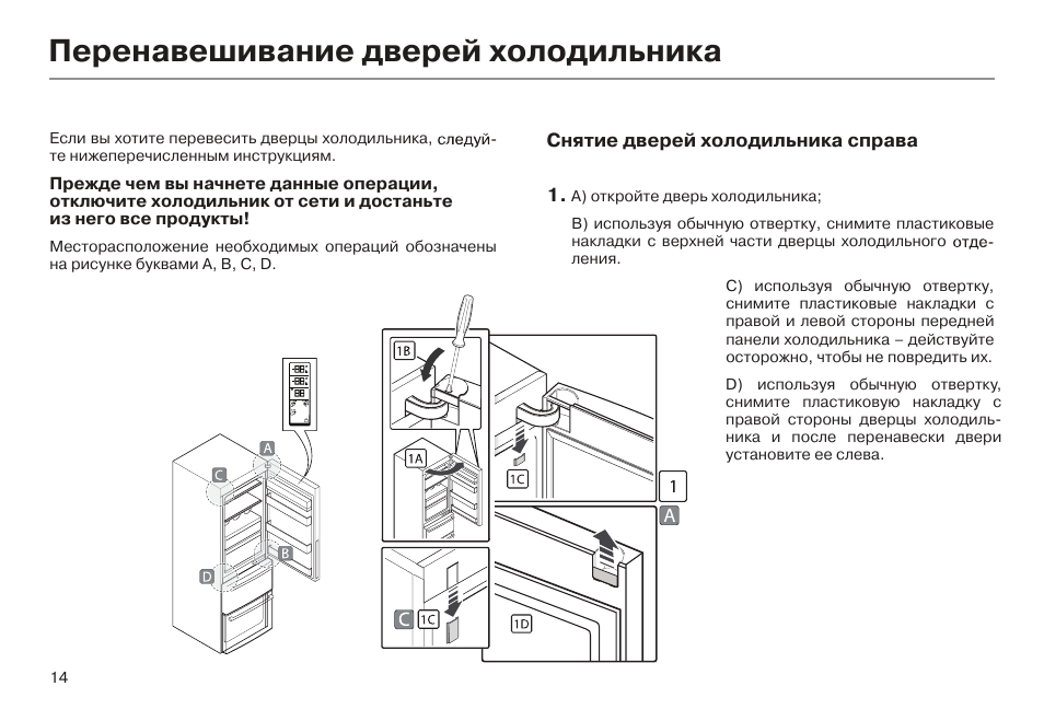 Как перевесить дверь холодильника — инструкция и особенности