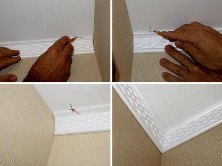 Как клеить плинтуса на потолок - варианты, особенности наклеивания в углах