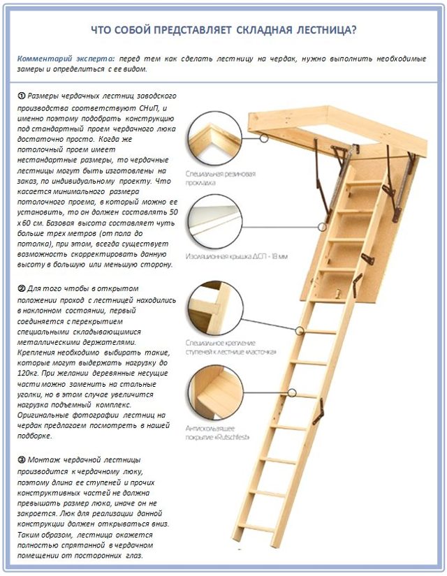 Чердачная лестница для дома, особенности моделей с фото