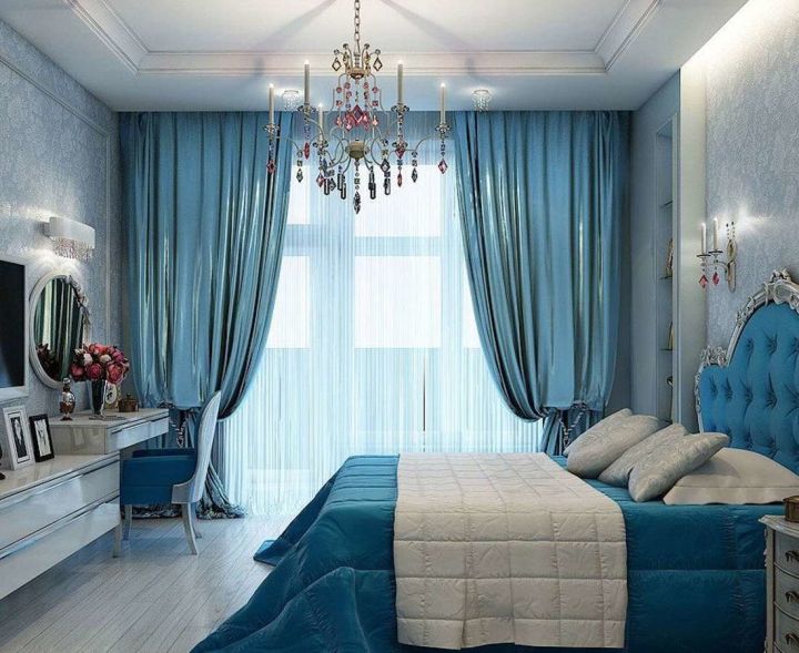 Синие шторы: морские мотивы в интерьере разных комнат (129 фото)