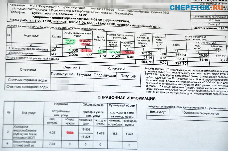 Как высчитывать воду по счетчику образец