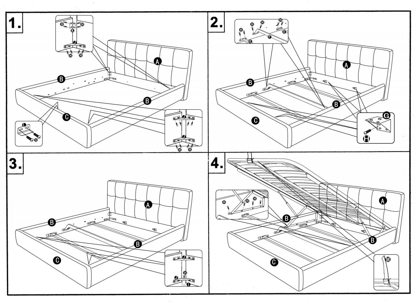 Схема сборки кровати с подъемным механизмом Амели 2