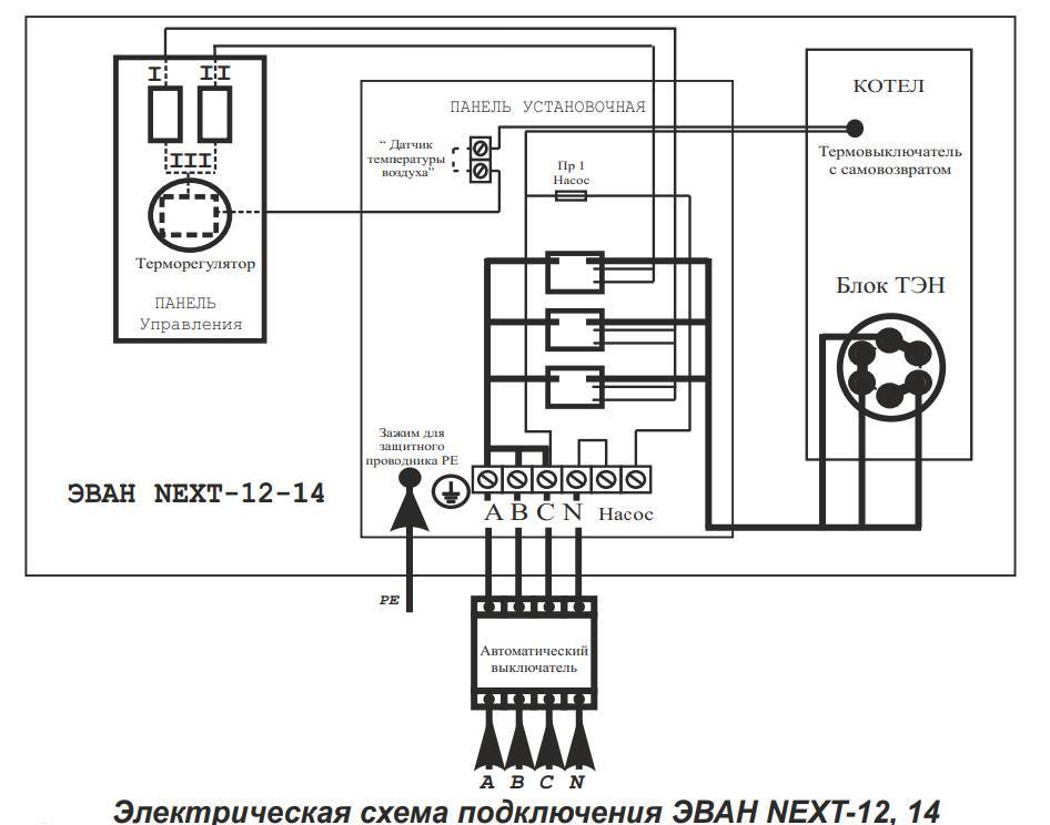 Схема подключения настенного электрического котла