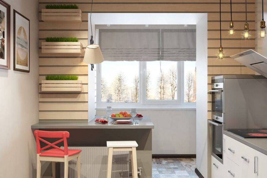 Кухня, совмещенная с балконом: идеи оформления