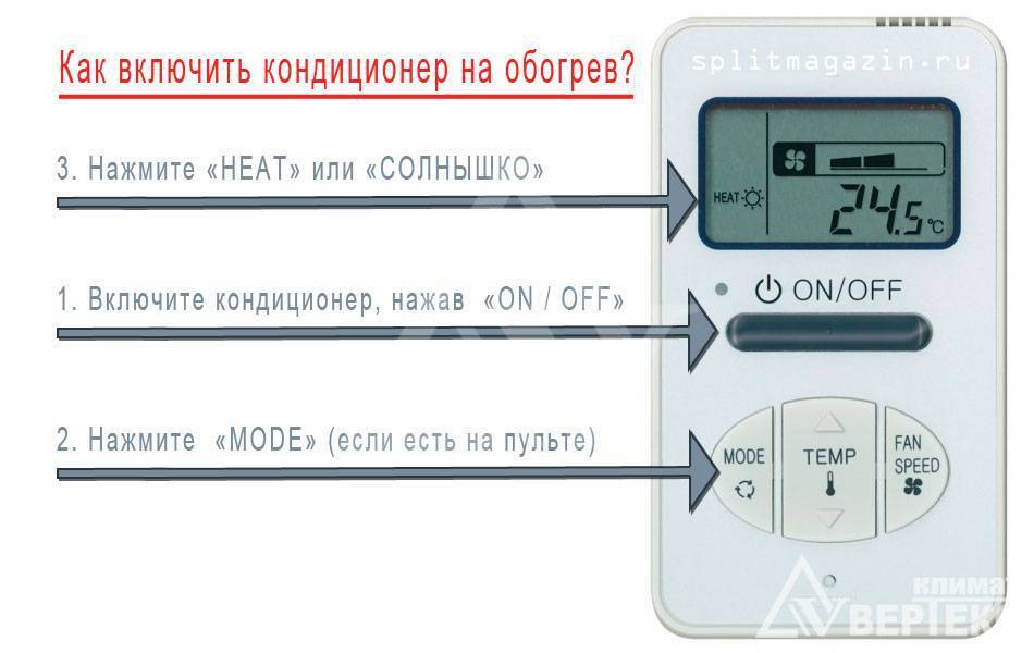 Как включить кондиционер на обогрев — работа сплит системы на тепло