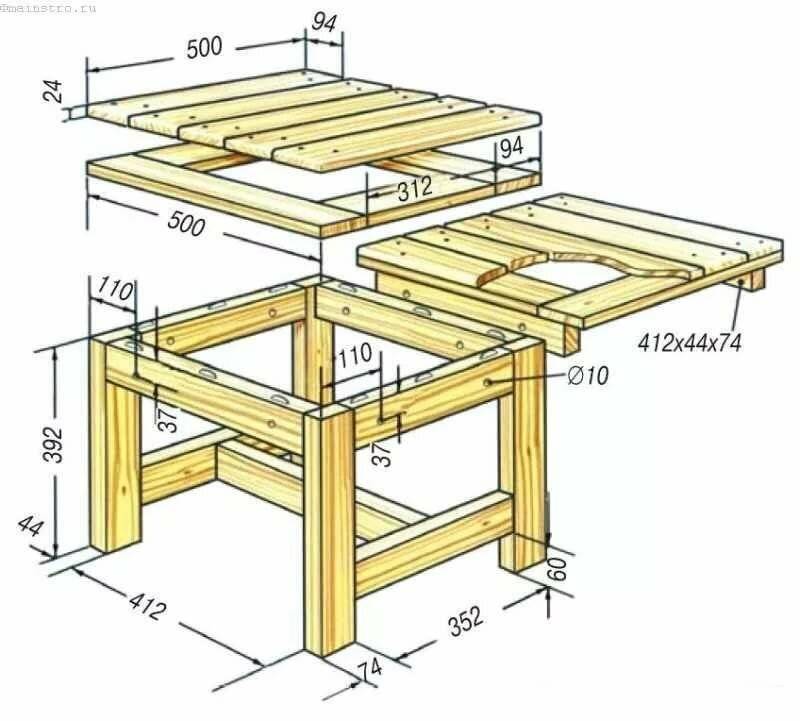 Чертеж деревянного стола