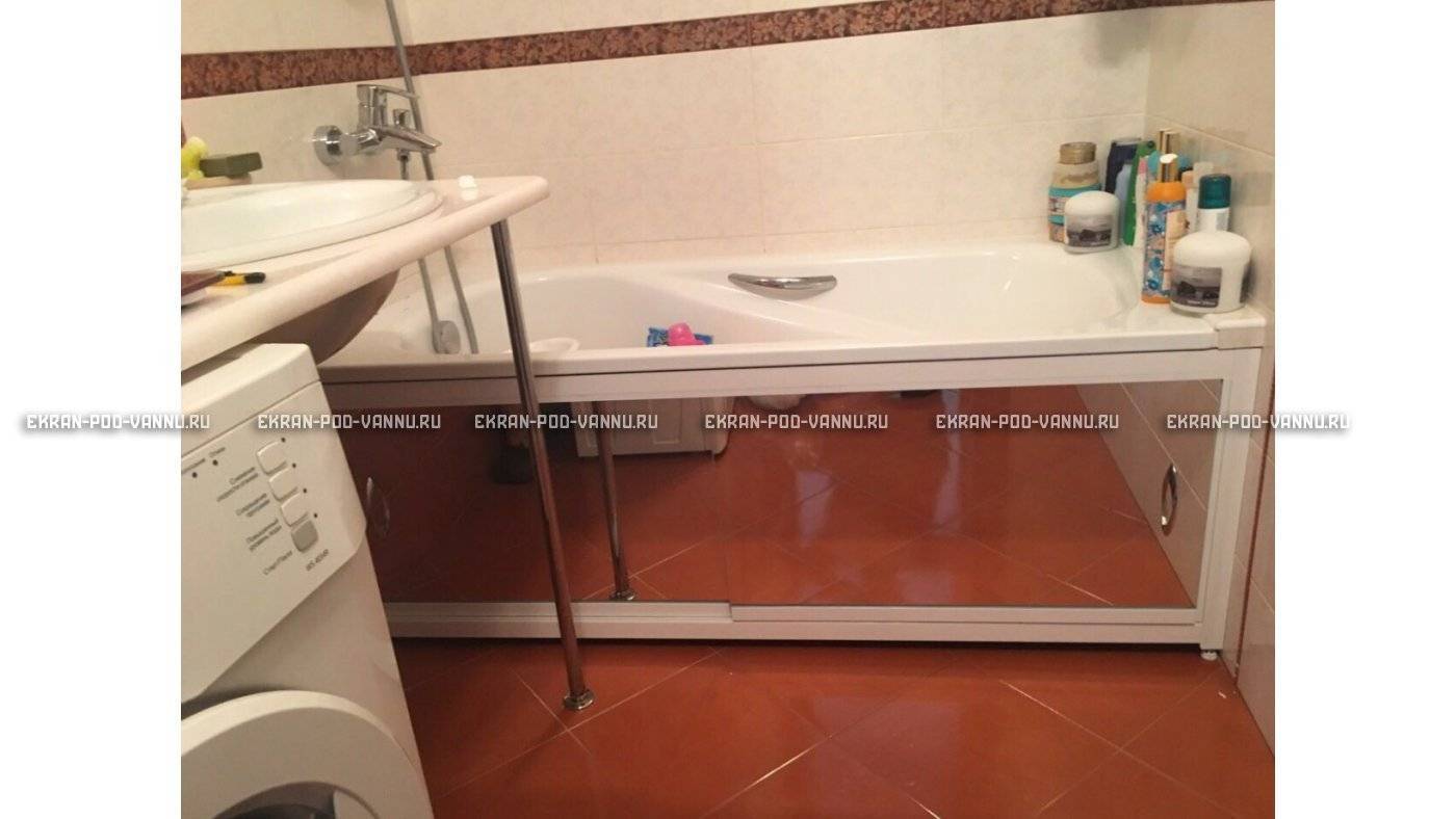 Экран под ванну из плитки с потайным люком-ревизией