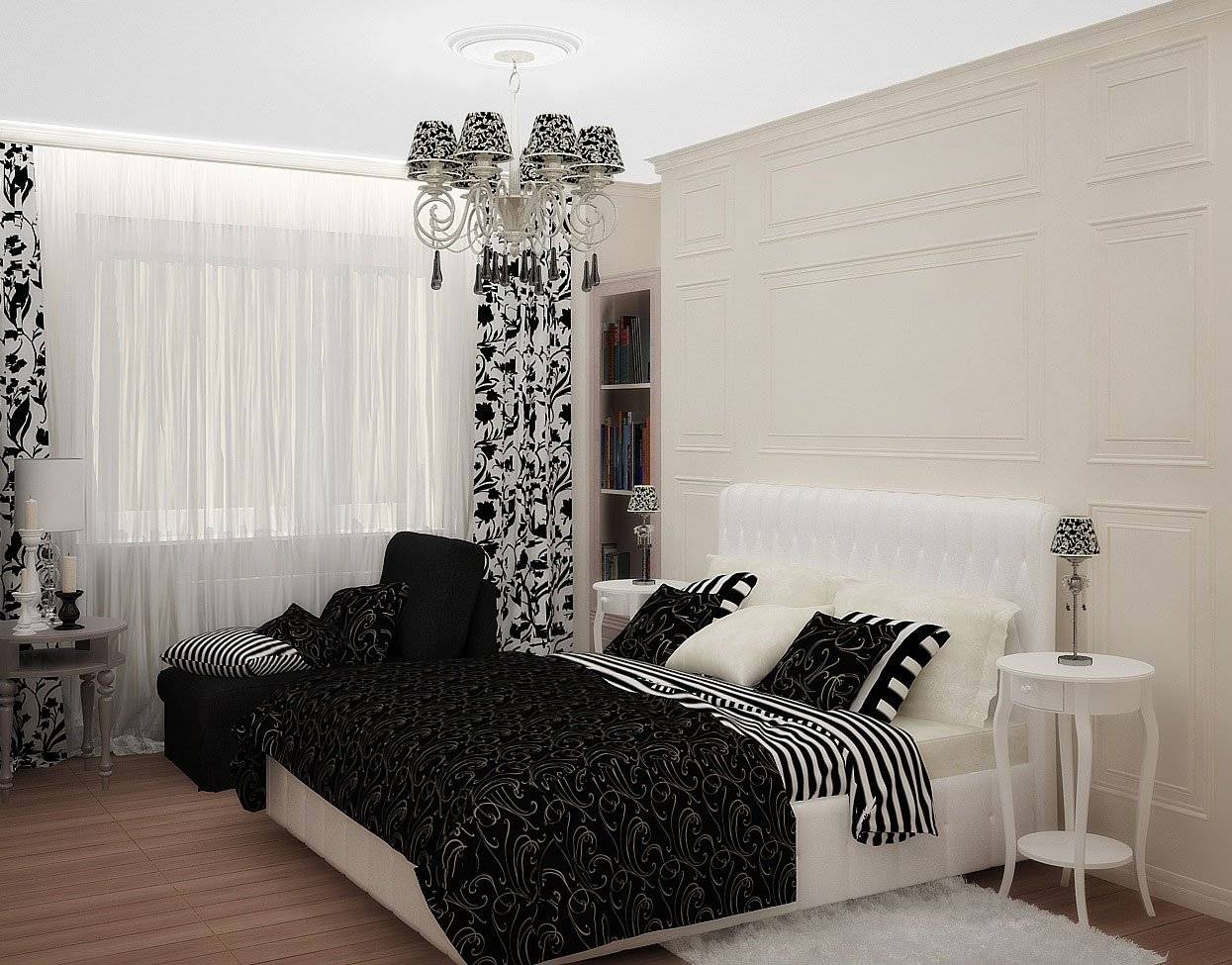 Черно-белые шторы: фото с идеями для гостиной, спальни и кухни