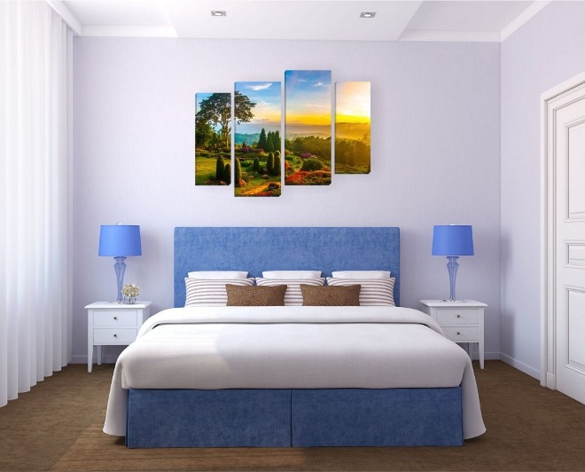 Размещение картин в спальне над кроватью по фен-шуй: как оформить пространство. 170+(фото) ярких и стильных акцентов