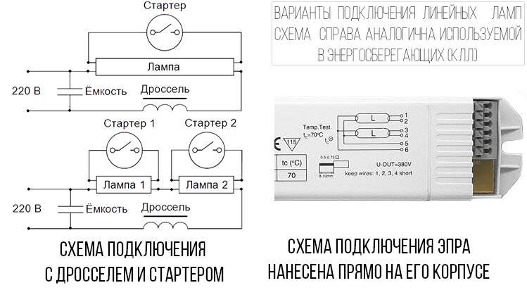 Схема дросселя для люминесцентных ламп