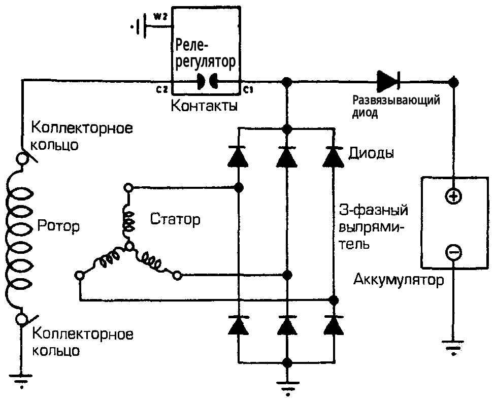 Схема подключения трехфазного реле регулятора