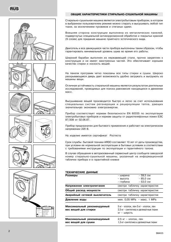 Характеристика стиральной