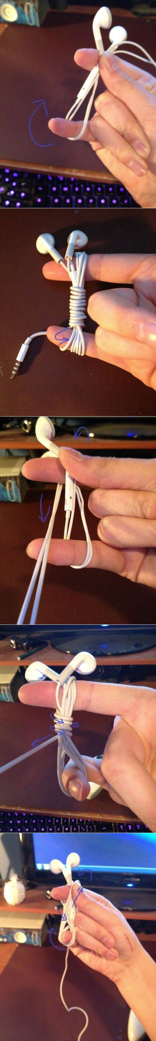 Как завязать наушники чтобы они не запутались. как сложить наушники?