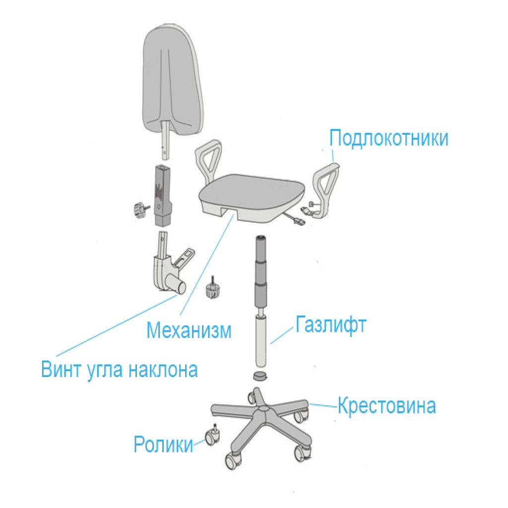 Регулировка угла наклона кресла офисного