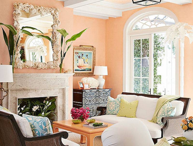 Персиковые шторы - варианты дизайна с фото в разных комнатах