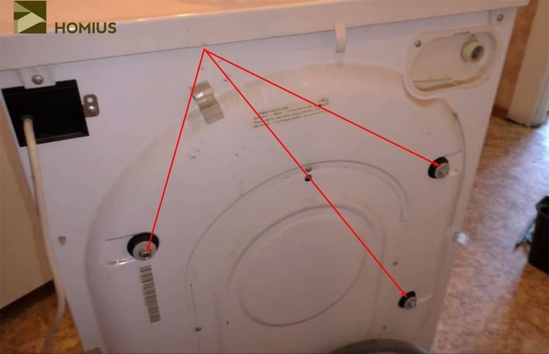 Транспортировочные болты на стиральной машине: что это и зачем нужны, где находятся и как снять